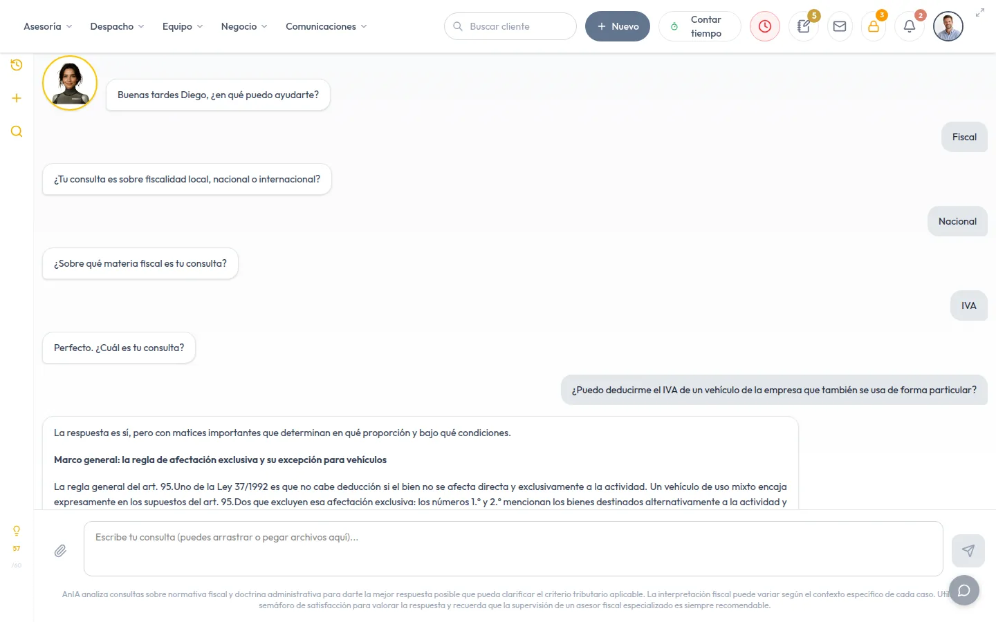 Consulta a AnIA con la respuesta y el artículo de la norma citado con su enlace
